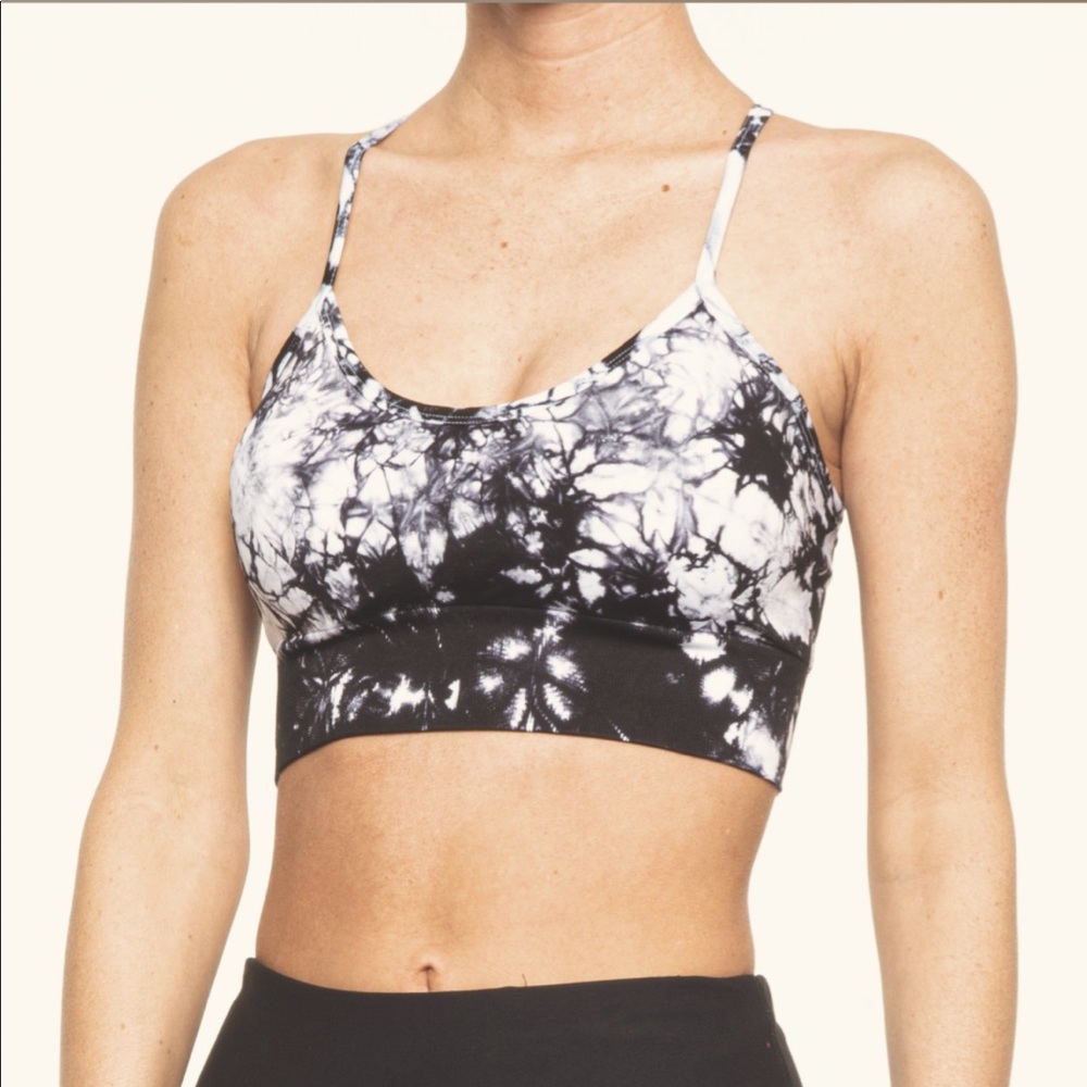 NEW Tye Dye Black and White Sports Bra , Size Small